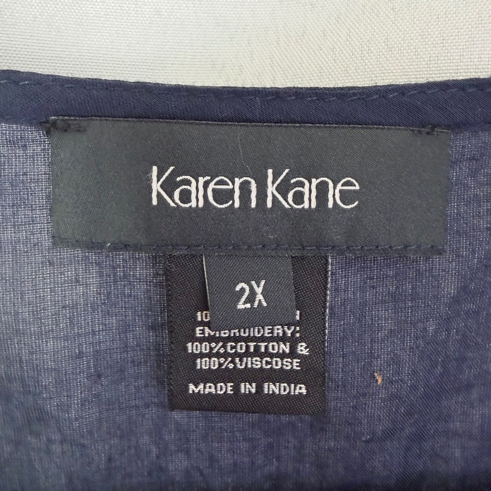 Karen Kane Embroidered‎ Tunic Top Navy Blue 2X NWT Luxury Boho Chic $158 - Picture 6 of 10